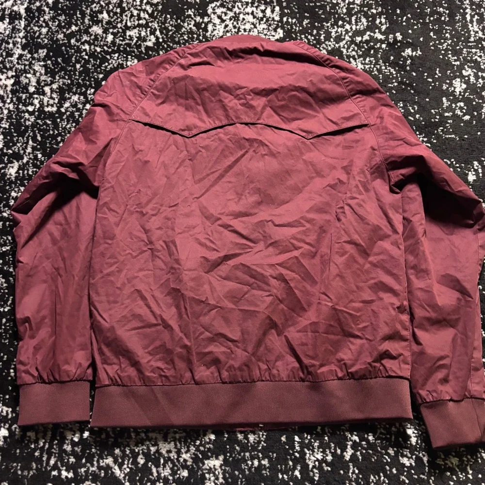 Ben Sherman Mens Harrington Jacket Burgundy Red Gingham Lined Full Zip Large